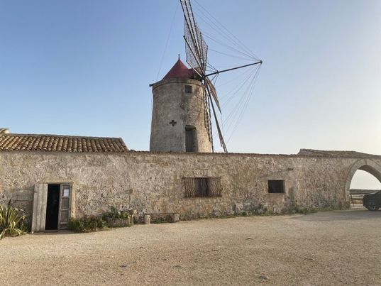 Trapani mill near salt-cured Sicilian olives harvest area