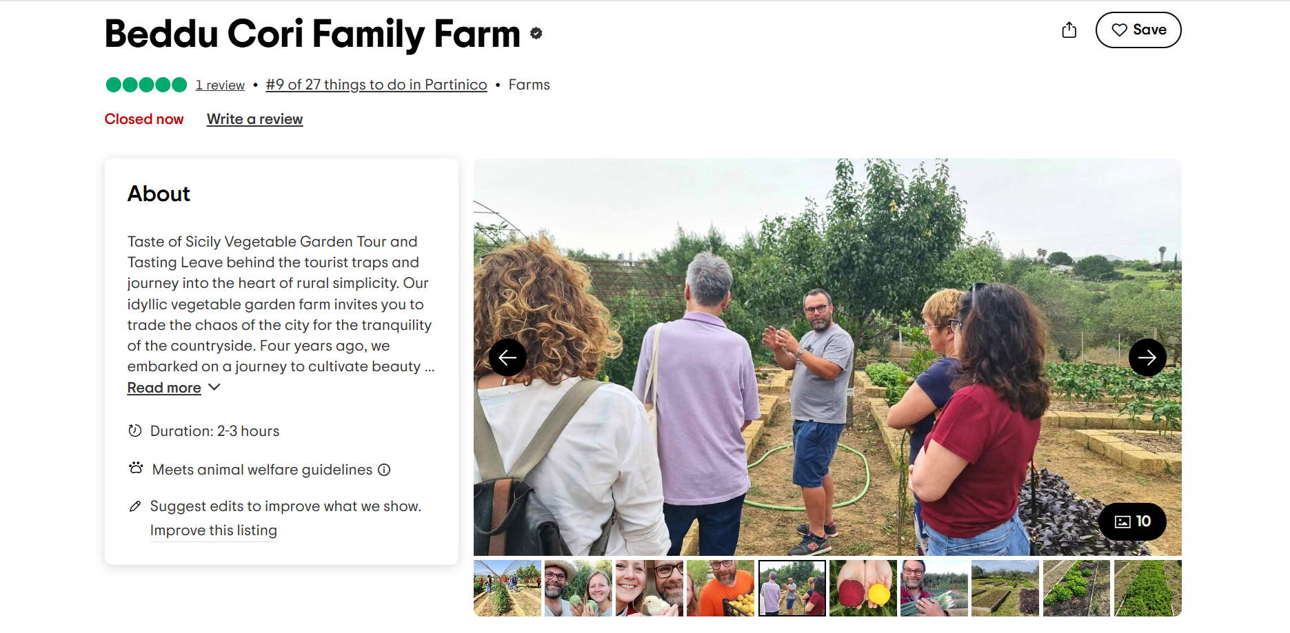 Nino leading garden tour at Beddu Cori Family Farm in Sicily