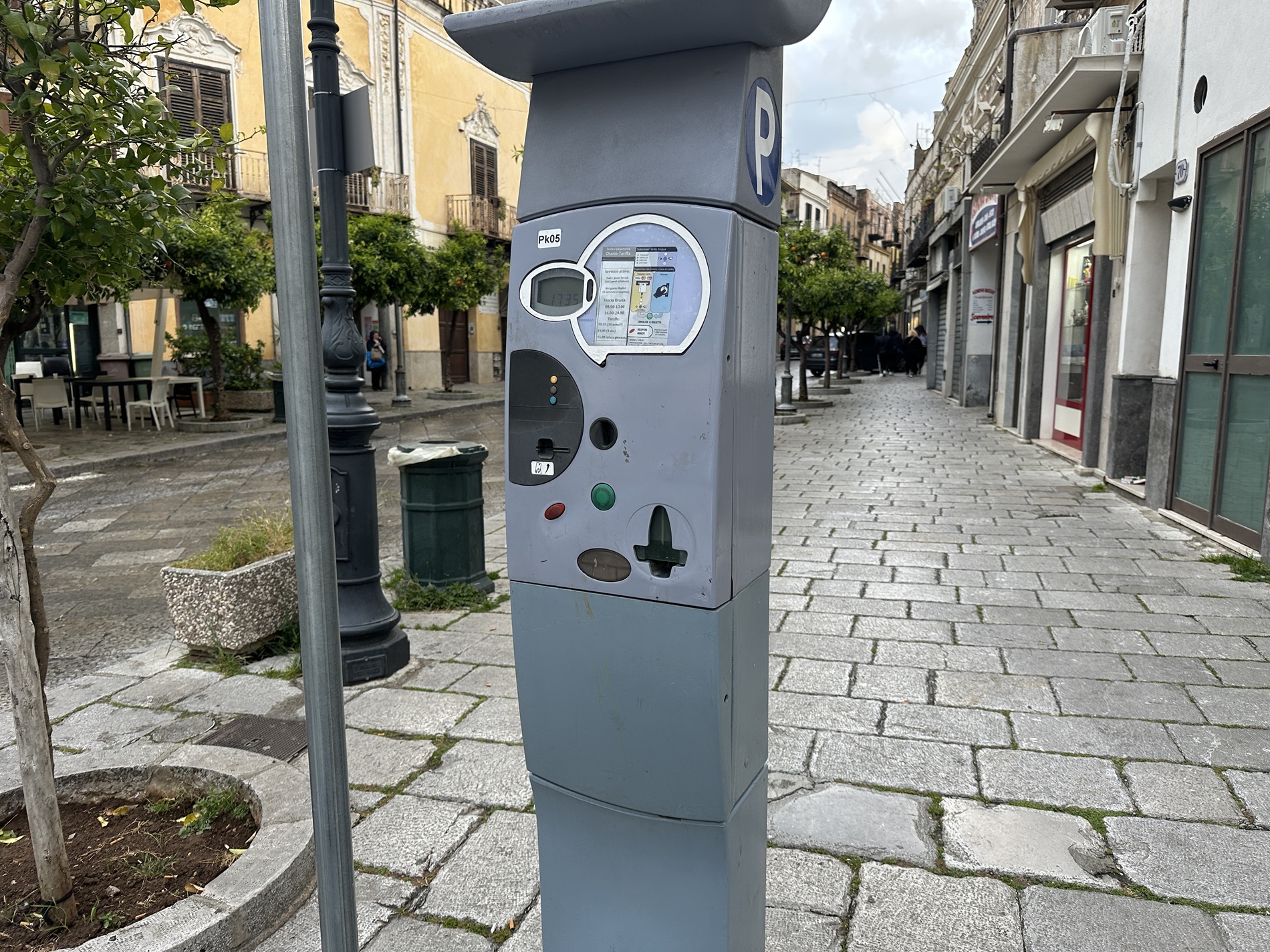 Parking meter in Sicily town center used by locals - in cost of living in Sicily update post