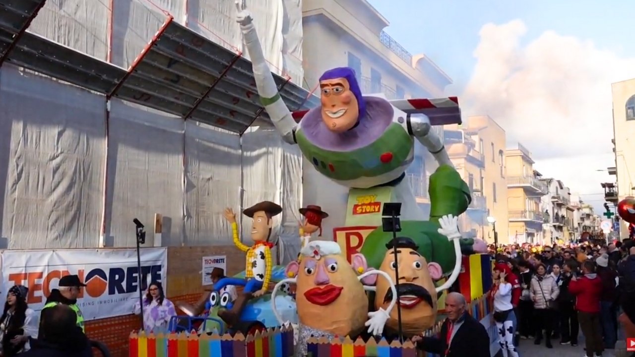 Toy Story float in a Sicilian street parade outside Joe and Diana’s apartment